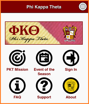 PKT app with icon navigation